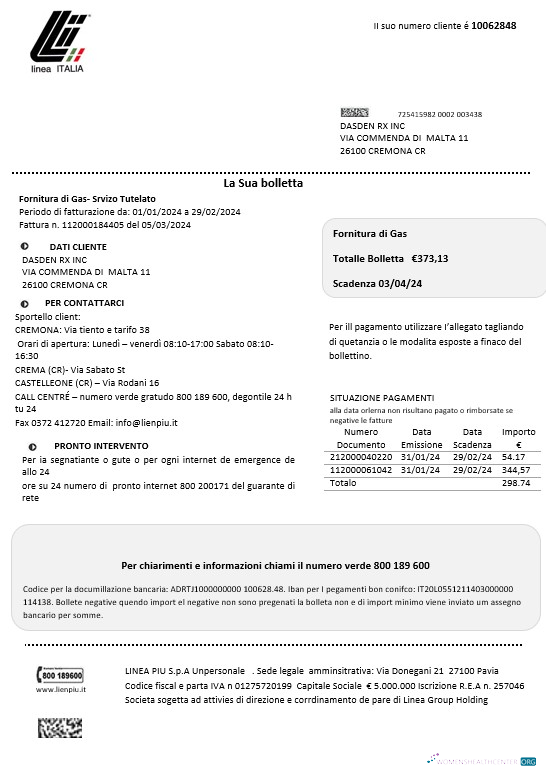 Download Italy Linea Italia business utility bill template in Word and PDF format Photoshop template